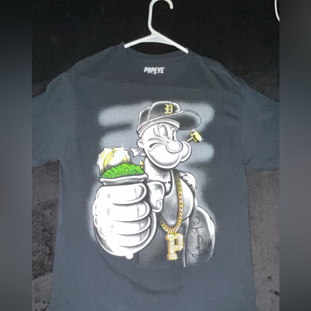 black Popeye graphic tee